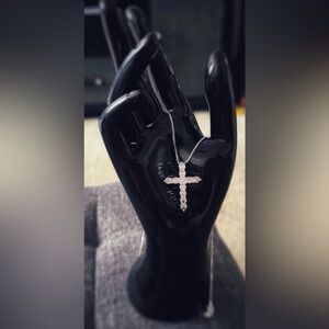 Silver Cross Pendant 925 W/ Box Chain 18.5-19”